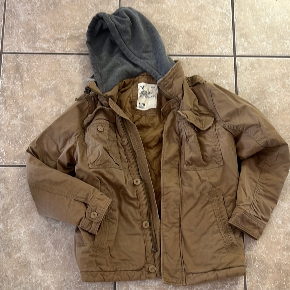 Men’s Brown Jacket with Gray Hood